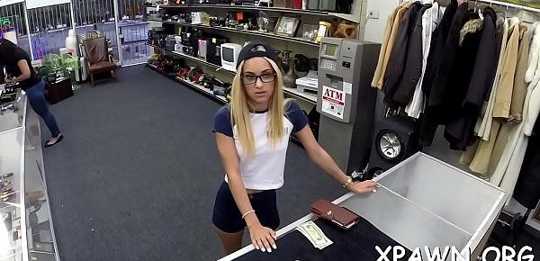  Darling that likes getting drilled is having sex in shop